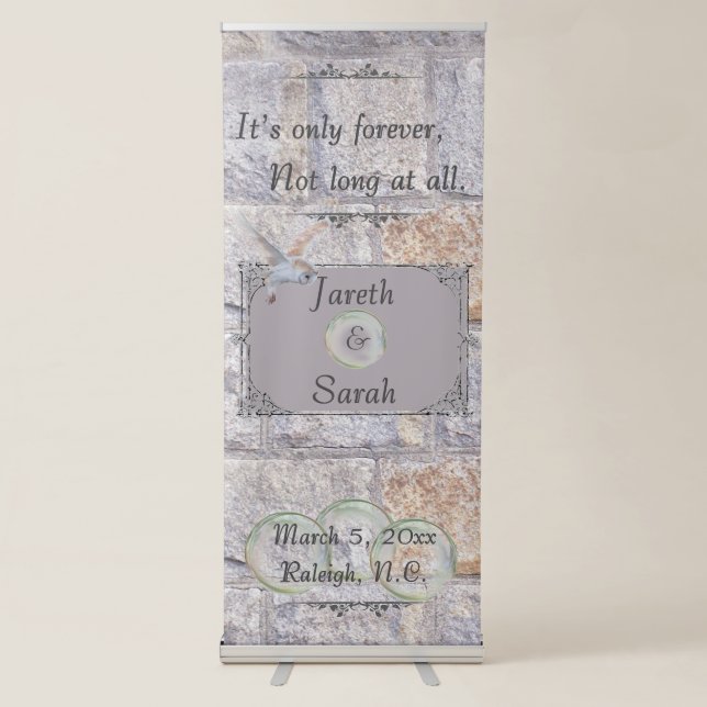 Labyrinth It’s Only Forever Wedding Owl Retractable Banner (Front)