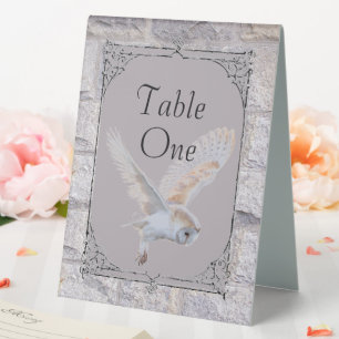 Labyrinth It’s Only Forever Wedding Owl  Table Tent