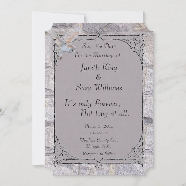 Labyrinth It’s Only Forever Wedding Save the Date (Front)