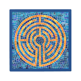 LABYRINTH IV 12x12 Metal Wall Art - Blue