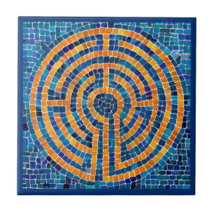 LABYRINTH IV 4.25x4.25 Ceramic Tile - Blue
