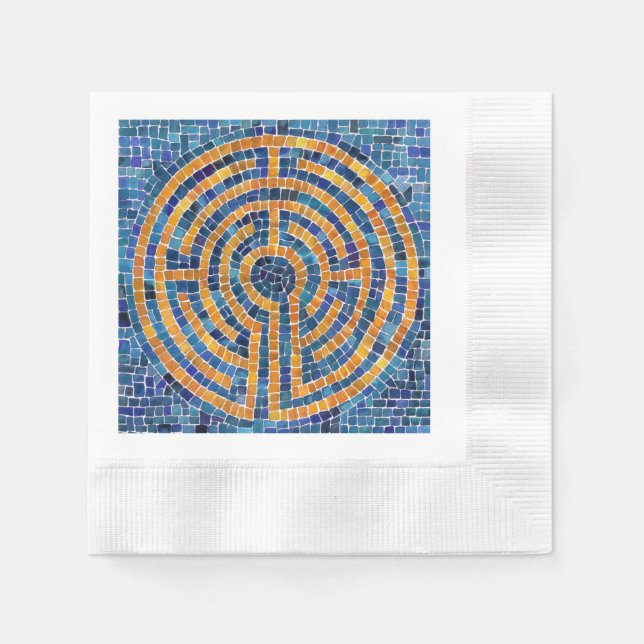 LABYRINTH IV Coined Cocktail Paper Napkin - White (Front)