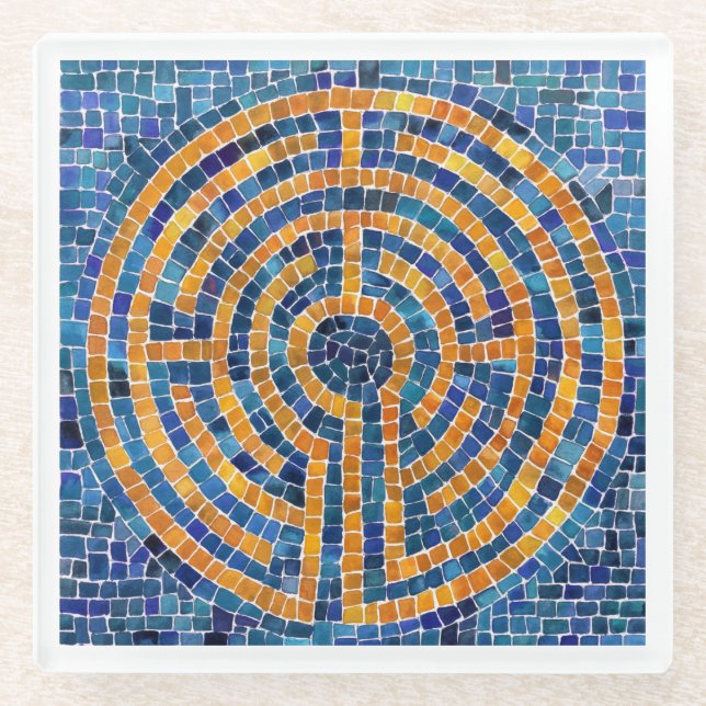 LABYRINTH IV Glass Coaster - White (Front)