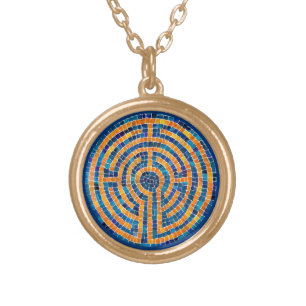 LABYRINTH IV Gold Finish Round Necklace