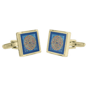 LABYRINTH IV Gold Plated Square Cufflinks