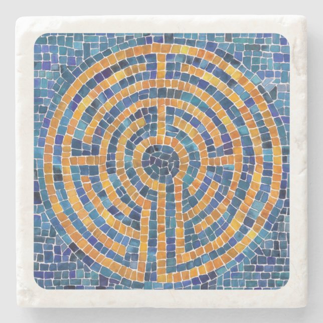 LABYRINTH IV Marble Stone Coaster - White (Front)