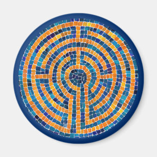 LABYRINTH IV Round Magnet - Blue