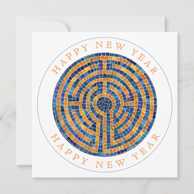 LABYRINTH IV Square Flat New Year Card (Front)