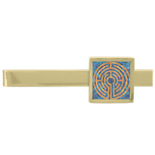 LABYRINTH IV Square Gold Tie Bar
