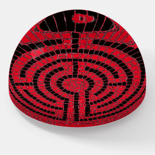 LABYRINTH IX Dome Paperweight - Red