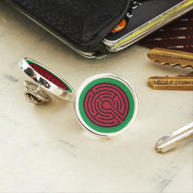 LABYRINTH IX Sterling Silver Lapel Pin (In Situ)