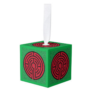 LABYRINTH IX Wooden Cube Ornament
