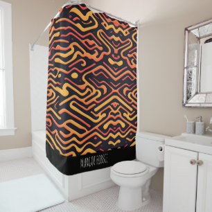 Labyrinth logrus Mystical Orange Geometric Pattern Shower Curtain