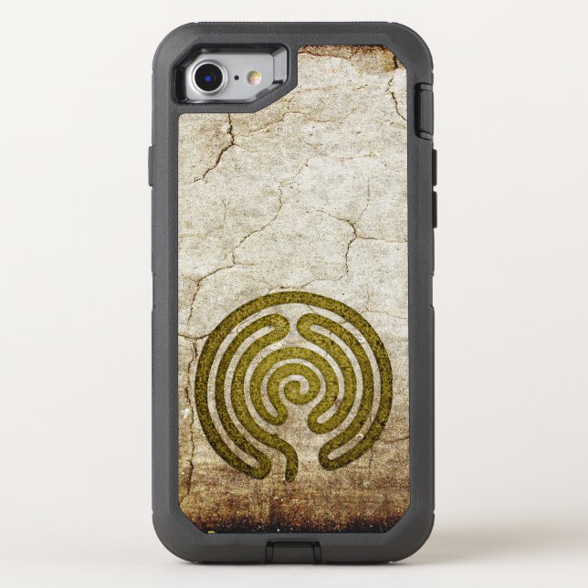 Labyrinth / maze - antique metal + your backgr. otterbox iPhone case (Back)