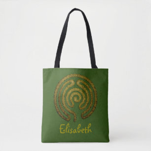 Labyrinth / maze - antique metal + your backgr. tote bag