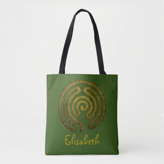 Labyrinth / maze - antique metal + your backgr. tote bag (Front)