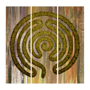 Labyrinth / maze - antique metal + your backgr. triptych