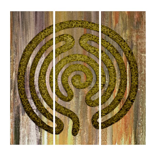 Labyrinth / maze - antique metal + your backgr. triptych (Front)