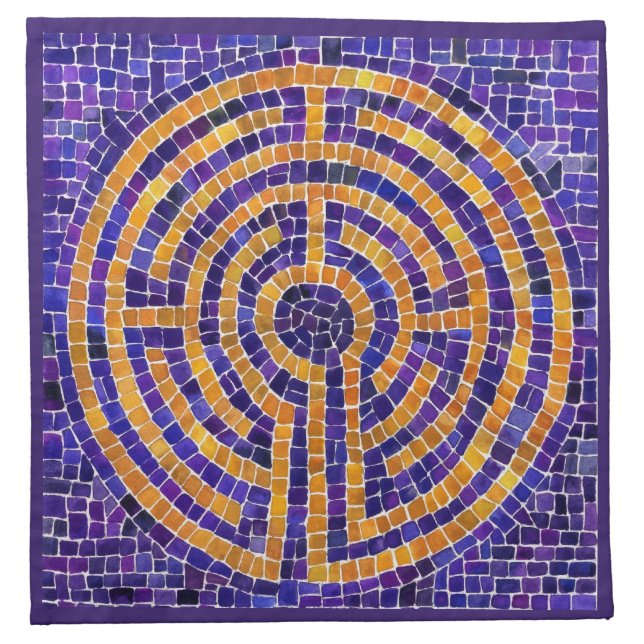 LABYRINTH MOSAIC 12"x12" Cloth Cocktail Napkin (Front)