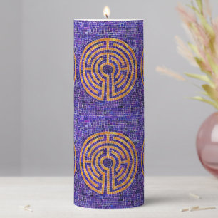 LABYRINTH MOSAIC 3x8 Pillar Candle