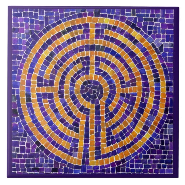 LABYRINTH MOSAIC 6x6 Ceramic Tile - Purple (Front)