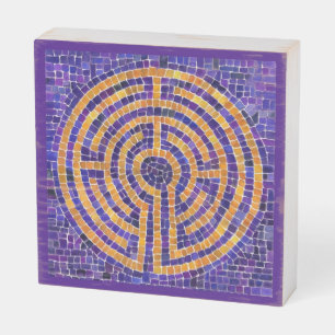 LABYRINTH MOSAIC 6x6 Wood Box Sign - Purple