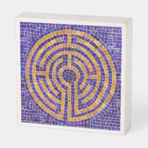 LABYRINTH MOSAIC 6x6 Wood Box Sign - White