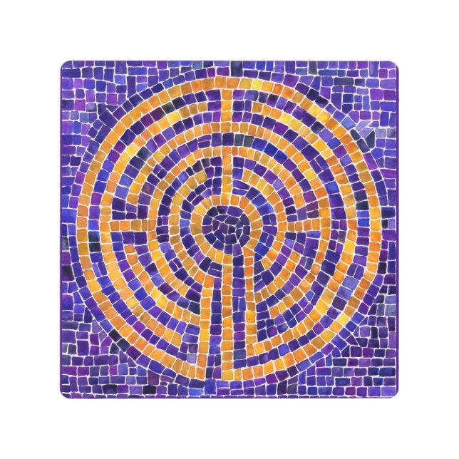 LABYRINTH MOSAIC 8x8 Metal Wall Art (Front)