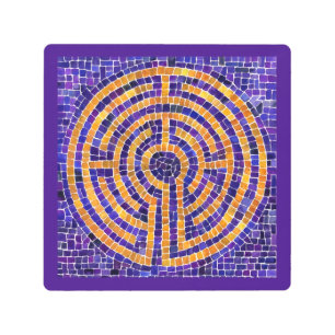 LABYRINTH MOSAIC 8x8 Metal Wall Art - Purple