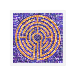LABYRINTH MOSAIC 8x8 Metal Wall Art - White