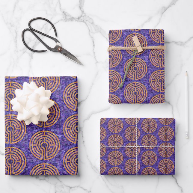 LABYRINTH MOSAIC Flat Sheet Wrapping Paper (Front)
