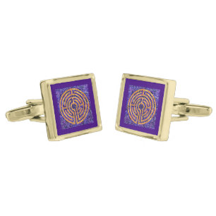 LABYRINTH MOSAIC Gold Plated Square Cufflinks 