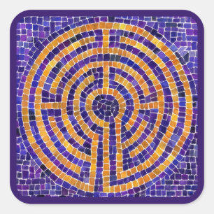 LABYRINTH MOSAIC Large Square Stickers - Purple