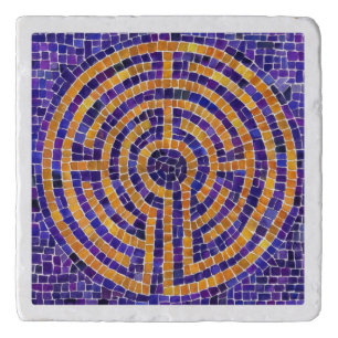 LABYRINTH MOSAIC Marble Stone Trivet - White