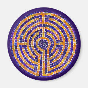 LABYRINTH MOSAIC Round Magnet - Purple