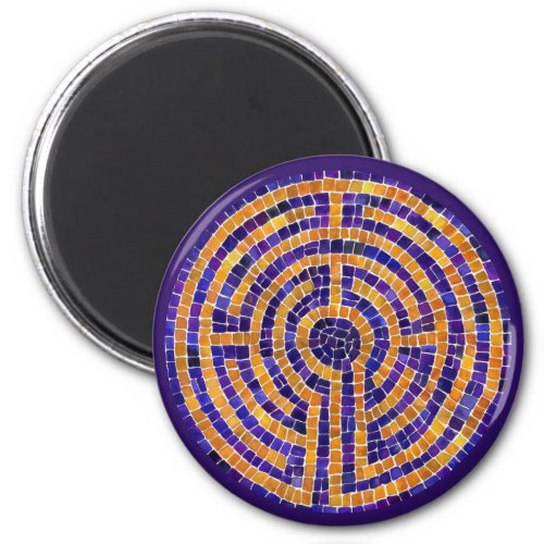 LABYRINTH MOSAIC Round Magnet _ Purple
