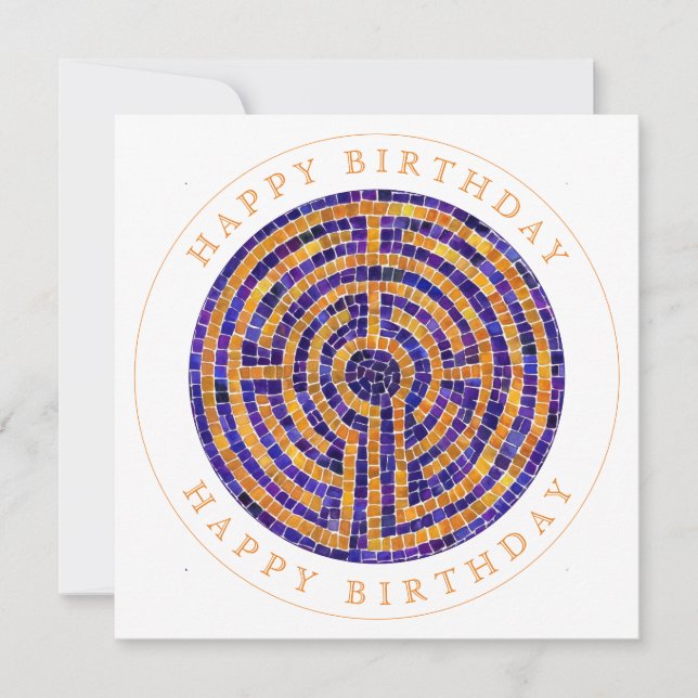 LABYRINTH MOSAIC Square Flat Birthday Card (Front)