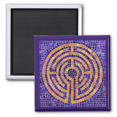 LABYRINTH MOSAIC Square Magnet _ Purple