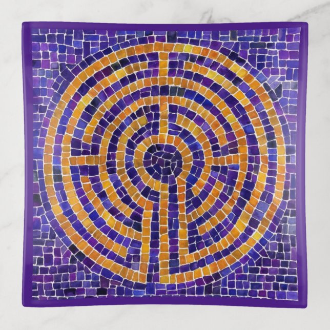 LABYRINTH MOSAIC Square Trinket Tray (Front)
