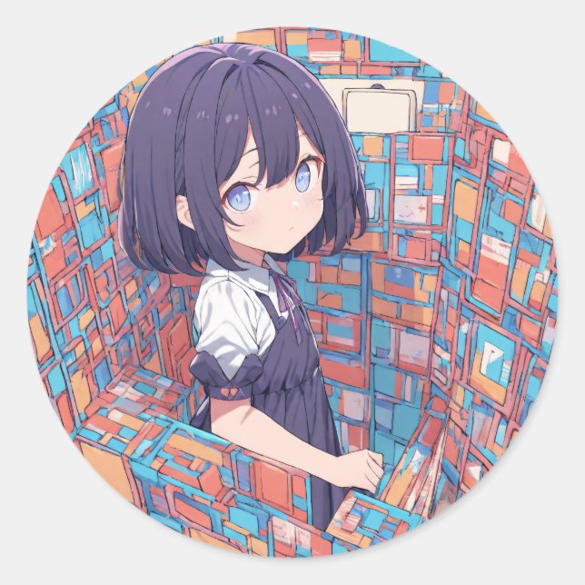 Labyrinth of Colors Classic Round Sticker (Front)