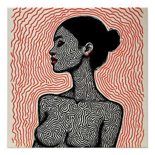 Labyrinth of Her Awakening – A Minimalist Portrait Poster