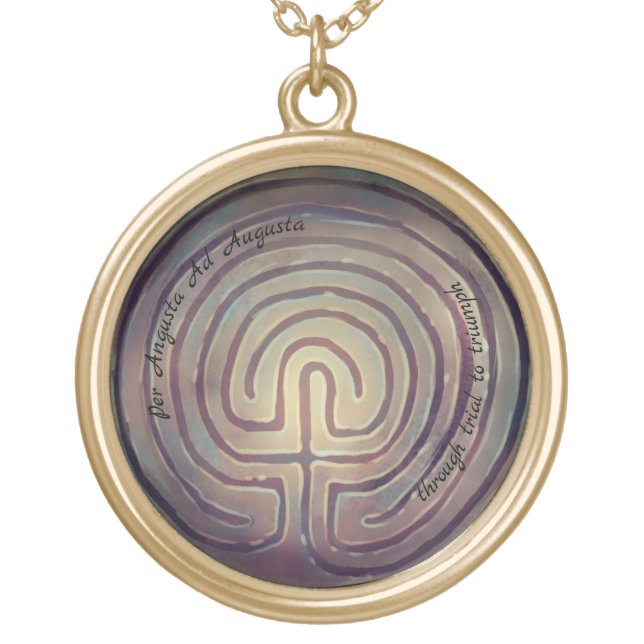 Labyrinth Symbol  Gold Plated Necklace (Front)