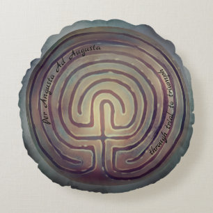 Labyrinth Symbol Round Pillow