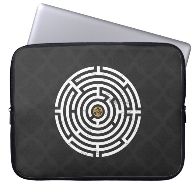 LABYRINTH TRISKELION TRIPLE CELTIC SPIRAL  LAPTOP SLEEVE (Front)