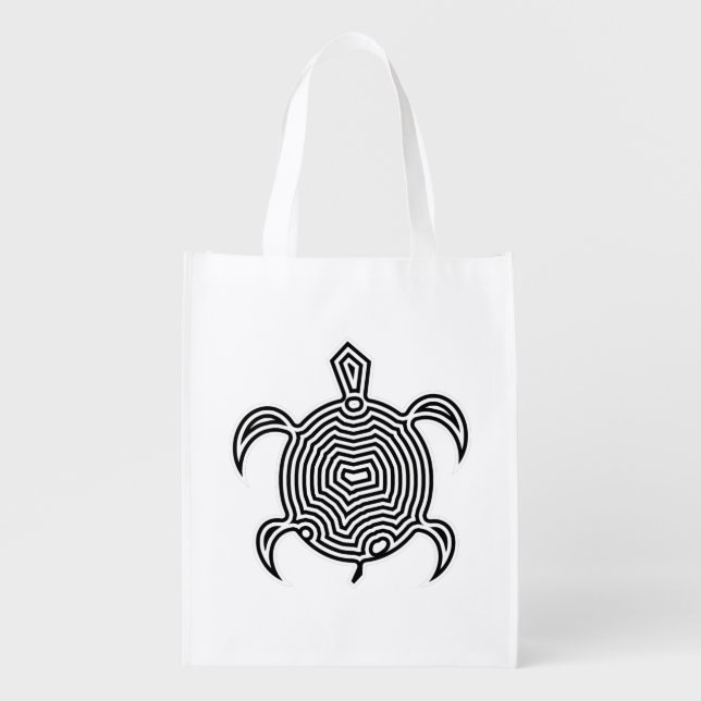 Labyrinth Turtle Grocery Bag (Front)