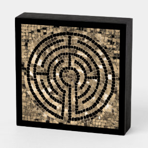 LABYRINTH V 6x6 Wood Box Sign - Black