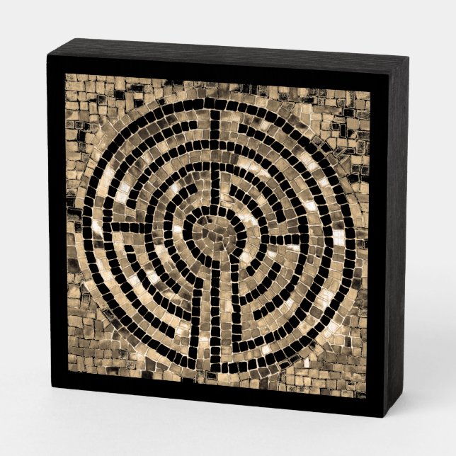 LABYRINTH V 6x6 Wood Box Sign - Black (Angled Horizontal)