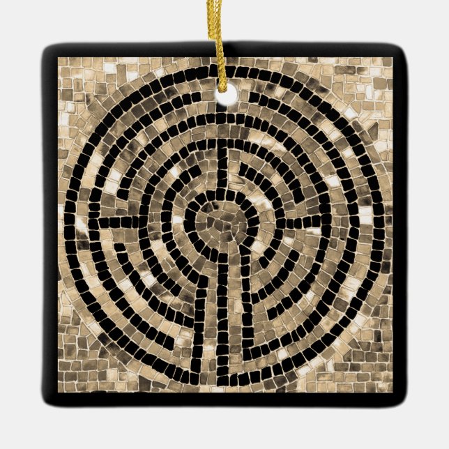 LABYRINTH V Ceramic Square Ornament (Front)
