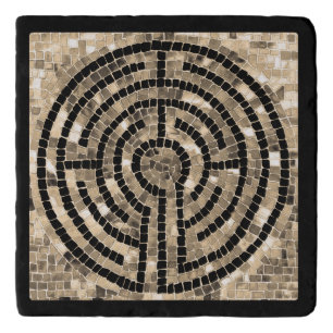 LABYRINTH V Marble Stone Trivet - Black