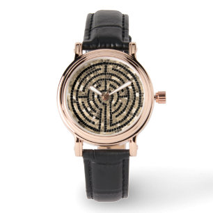 LABYRINTH V Perfect Square Black Leather Watch
